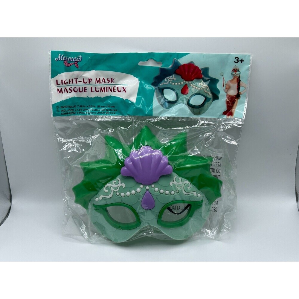 Halloween Mermaid light - up mask masque Luminex girls Green & Purple & age 3+